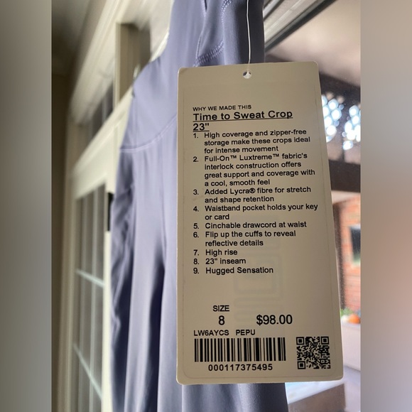 Periwinkle Time to Sweat Crop 23” size 8 leggings - Picture 4 of 6